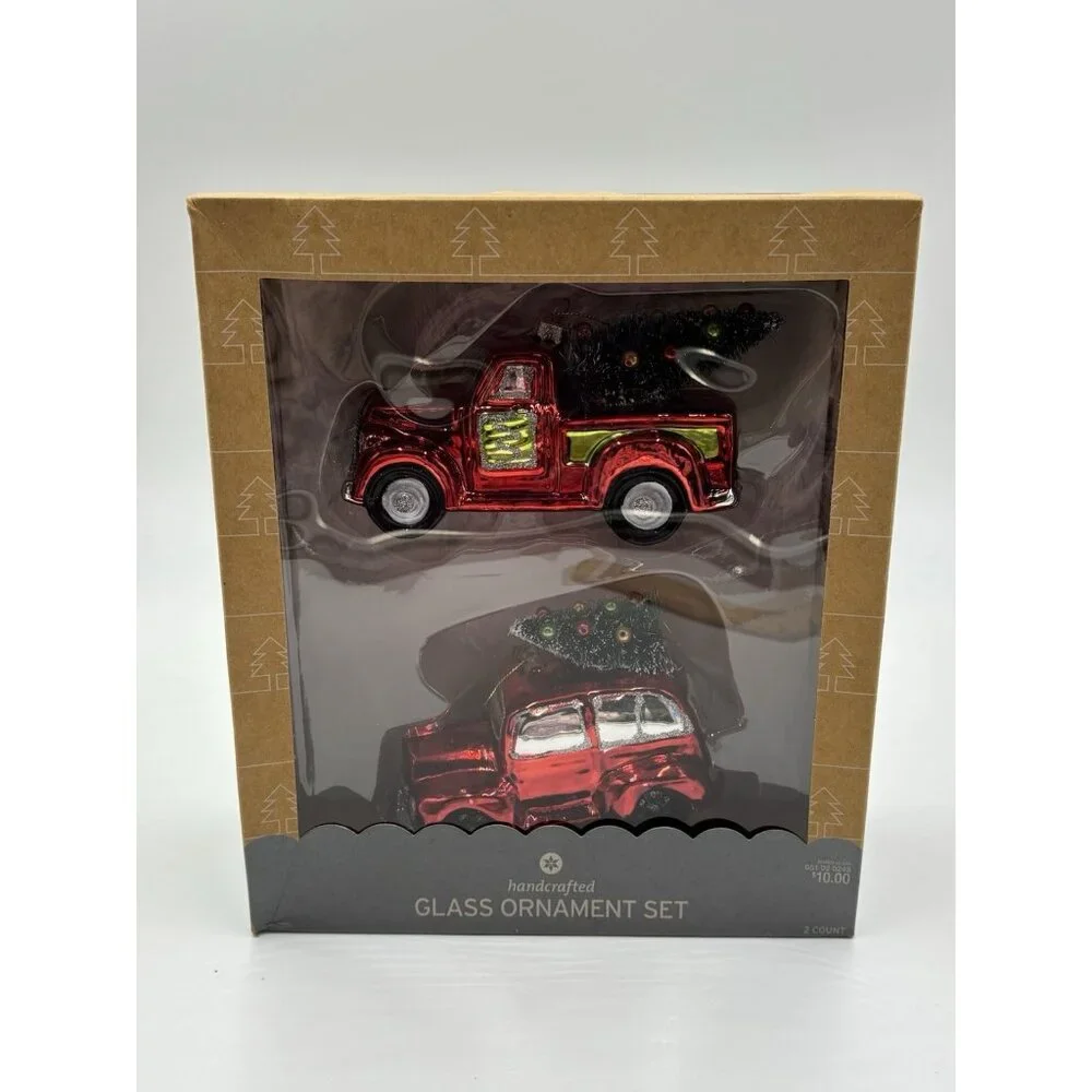Target Handcrafted Glass Tree Ornaments Set Of 2 Truck Car Christmas Tree